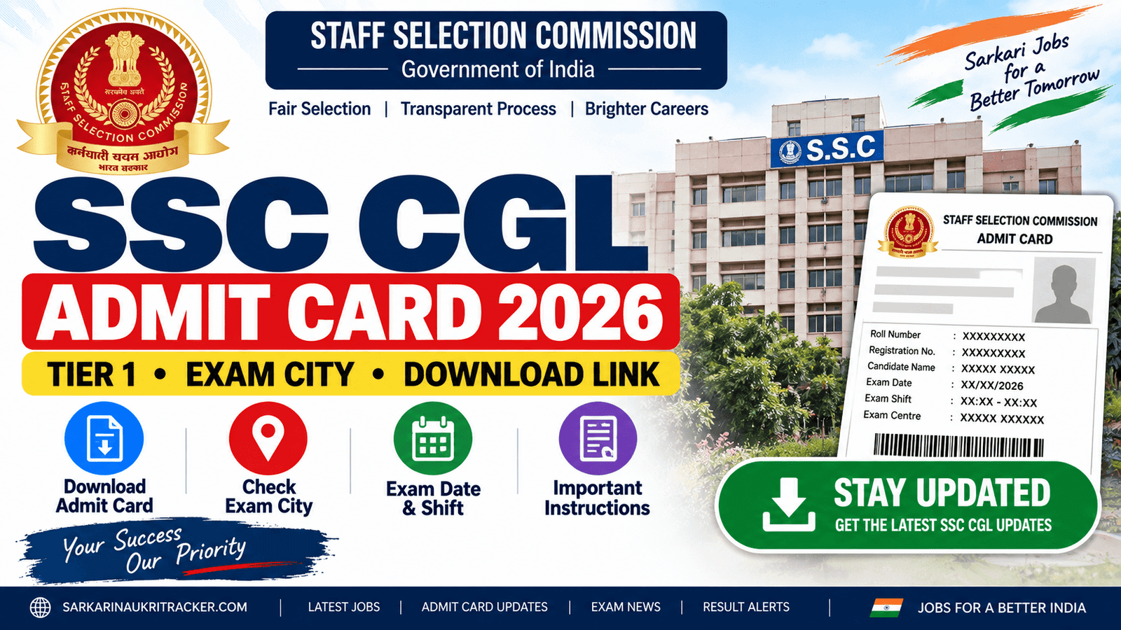 SSC CGL Admit Card 2026 Tier 1 Exam Hall Ticket