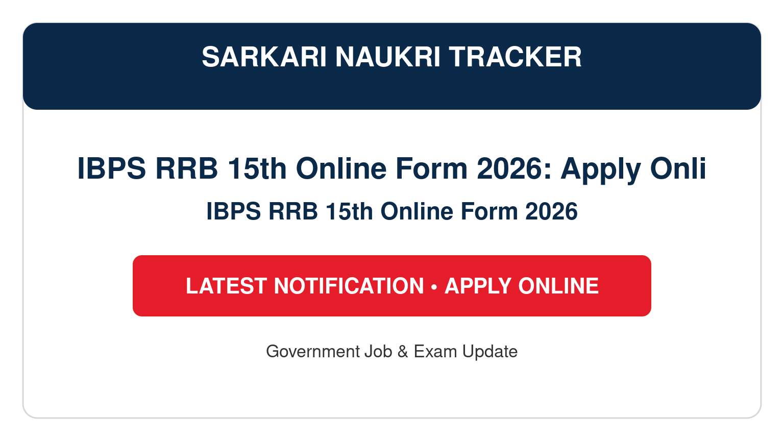 IBPS RRB 15th Online Form 2026