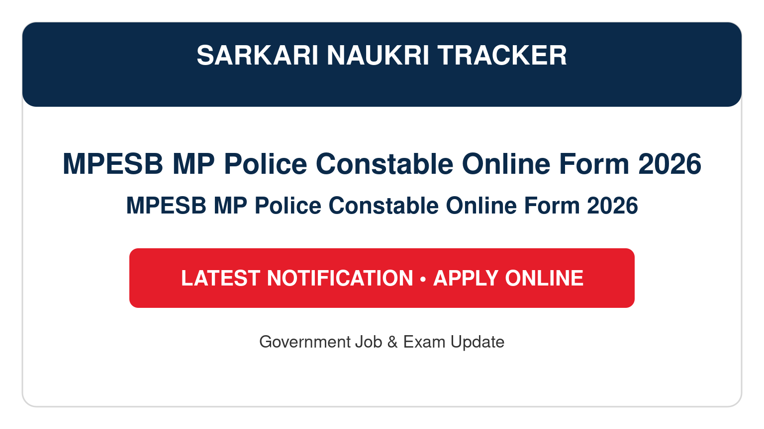 MPESB MP Police Constable Online Form 2026